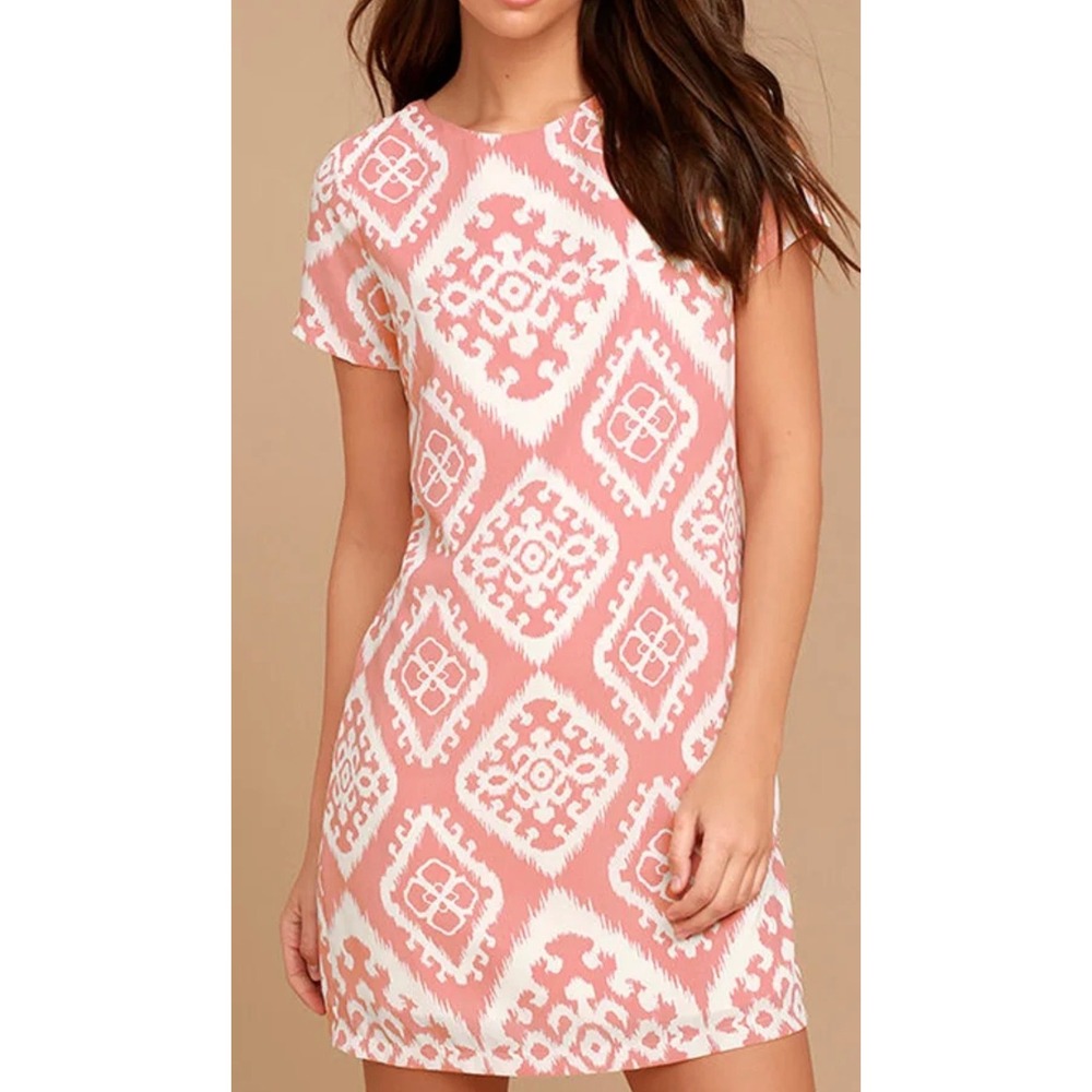 NWT Lulus Size Small Give Me a Print Blush‎ Pink Print Shift Dress Spring Summer